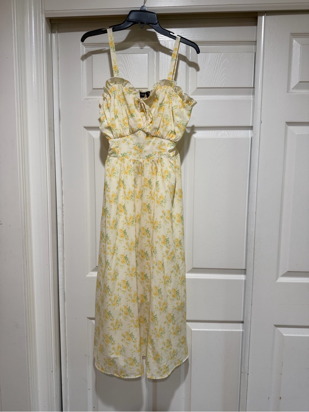 Yellow Floral Sundress with Spaghetti Straps Size Medium